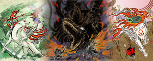 Okami Vs Black Dragon Wallpaper