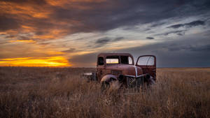 Old Truck In Field Kansas Photography Wallpaper