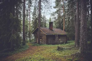 Old Wooden House With Trees Wallpaper
