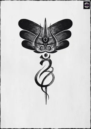 Om Abstract Winged Trident Wallpaper