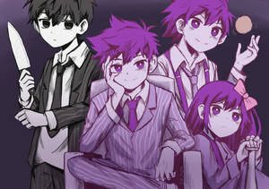 Omori Beside Purple-colored Friends Wallpaper