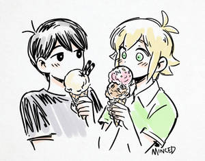 Omori Eating Ice Cream Together Wallpaper