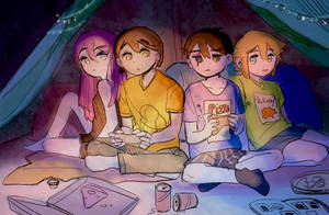 Omori Friends Under Tent Wallpaper
