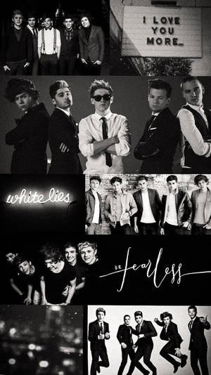 One Direction Aesthetic Grayscale Collage Wallpaper