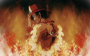 One Piece Ace Fiery Art Wallpaper