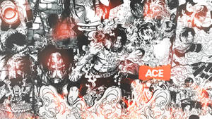 One Piece Ace Greyscale Poster Wallpaper