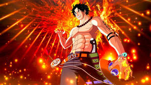 One Piece Ace Raining Fire Wallpaper