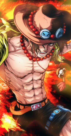 One Piece Ace Red Bead Necklace Wallpaper