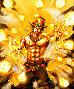 One Piece Ace With Fire Balls Wallpaper