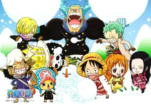 One Piece Chibi Snowballs Wallpaper