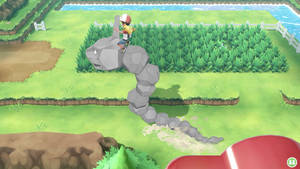 Onix, The Rock Snake Pokemon In Action On A Console Game. Wallpaper