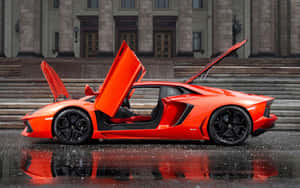 Open Door Red Luxury Car Wallpaper