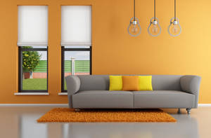 Orange Aesthetic Home Living Area Wallpaper