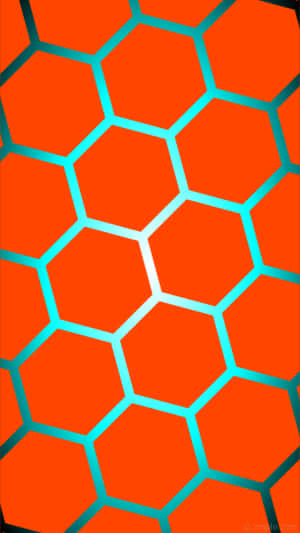 Orange And Blue Hexagonal Pattern Wallpaper