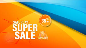 Orange And Blue Super Saturday Sale Wallpaper