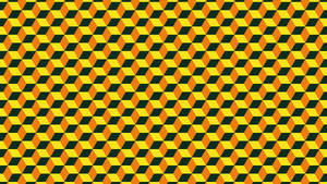 Orange And Yellow Geometric Cube Pattern Wallpaper