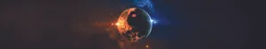 Orange Blue Earth Light Space Wallpaper