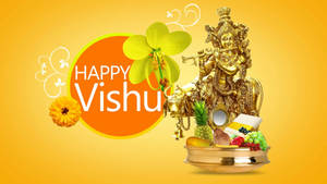 Orange Circle Happy Vishu Wallpaper