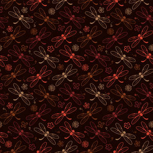 Orange Dragonfly Pattern Wallpaper