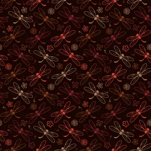 Orange Dragonfly Pattern Wallpaper