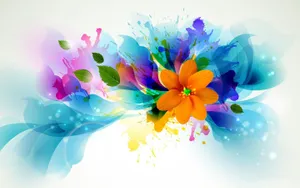 Orange Flower Digital Art Wallpaper