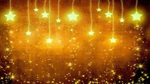 Orange Glitter Yellow Star Art Wallpaper