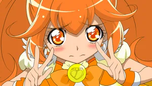 Orange Hair Cure Peace Fake Smile Wallpaper
