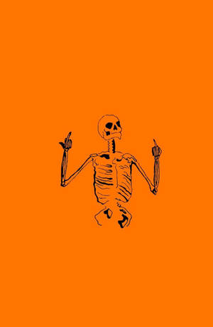 Orange Halloween Grunge Skeleton Wallpaper