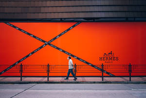 Orange Hermes Store Exterior Wallpaper
