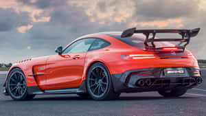 Orange Mercedes Gts Back View Wallpaper