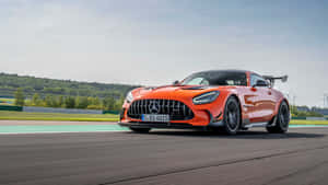 Orange Mercedes Gts Rear View Wallpaper