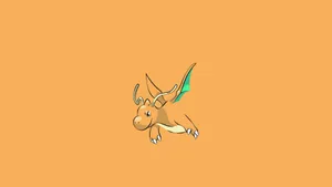 Orange Minimalist Dragonite Wallpaper