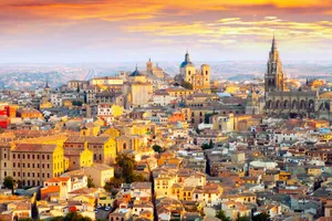 Orange Skies Toledo City Toledo Cathedral Wallpaper