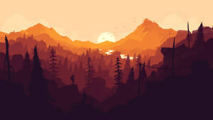 Orange Sunset Landscape Indie Kid Wallpaper