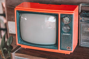 Orange Vintage Television Wallpaper