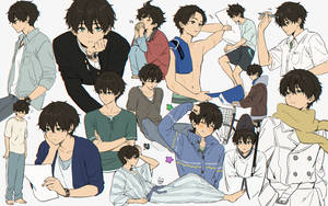 Oreki Houtarou Handsome Collage Wallpaper
