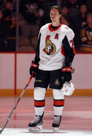 Ottawa Senators' Star Defenseman, Thomas Chabot, In Action. Wallpaper