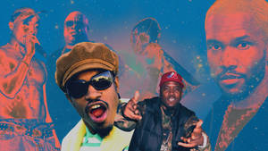 Outkast Big Boi Andrei 3000 90s Photo Edit Wallpaper