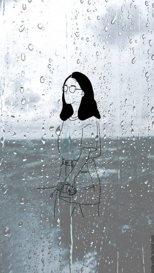 Outline Of A Woman With Glasses Indie Phone Wallpaper