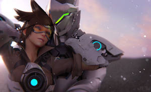 Overwatch Couple Genji And Tracer Wallpaper