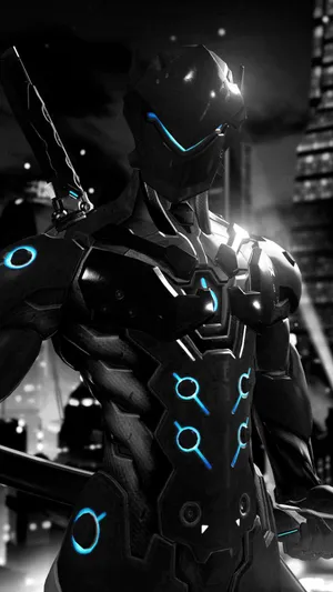 Genji Overwatch Artwork Video Games Digital Art Overwatch Armor Dark  Background Neon Video Game Art Wallpaper - Resolution:5120x2880 -  ID:1295288 - wallha.com