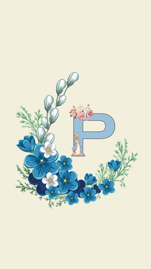 P Letter With Blue Flowers Wallpaper