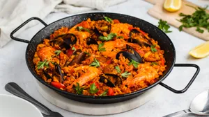 Paella Pan On Marble Base Wallpaper