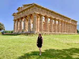 Paestum And Woman Wallpaper