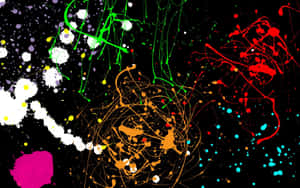 Paint Drip Splashing On Black Canvas Wallpaper