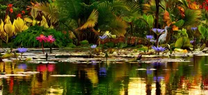 Paint Liked Pond View Wallpaper