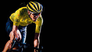 Painted Portrait Of Tour De France Biker Wallpaper