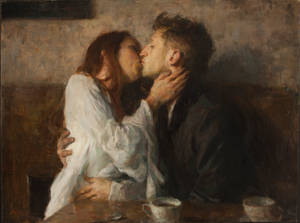 Painting Of Couple Kissing Hd Wallpaper