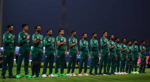 Pakistan Cricket Team Giving Salute During National Anthem Wallpaper
