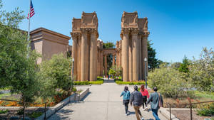 Palace Of Fine Arts People Walking Wallpaper